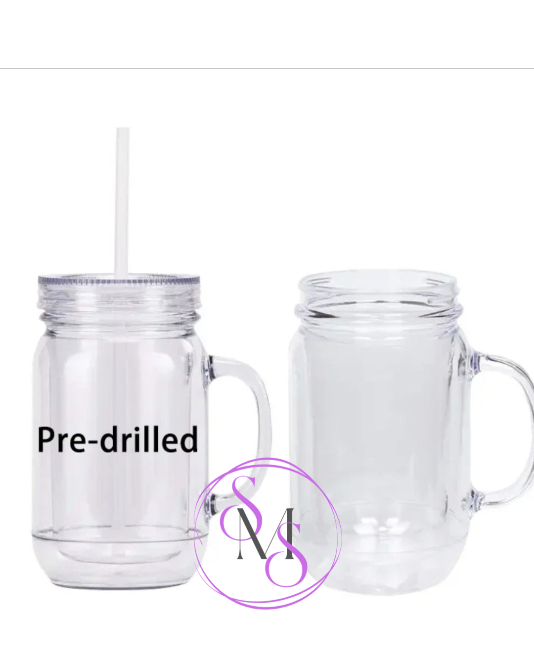 Blank 500ml Snowglobe Mason Cup with Handle